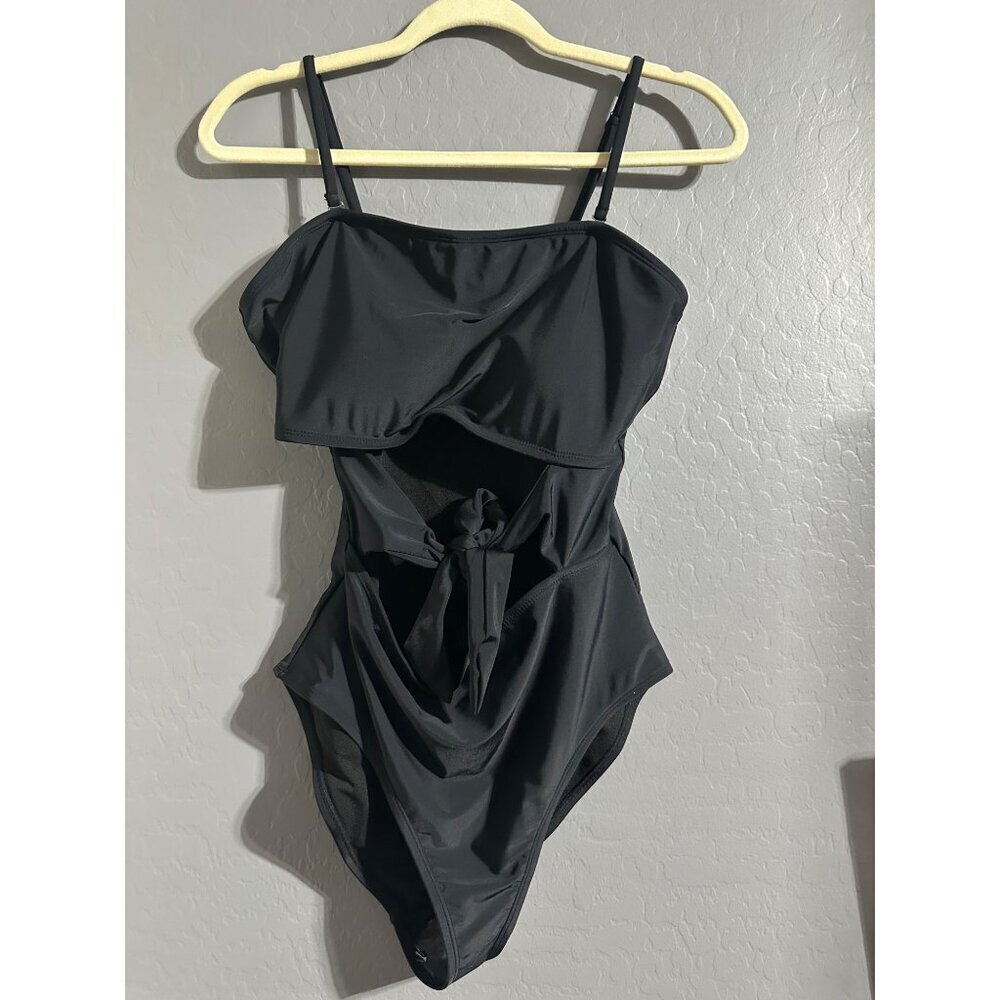 Women's Black cutout one piece Swimwear Size L NWOT